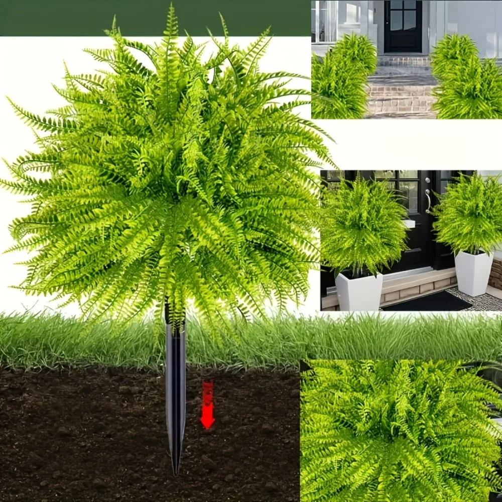 2pcs UV-Resistant Faux Pampas Grass Shrub with Ground Stake for Summer Home Hotel Garden Wedding and Vacation Scenes