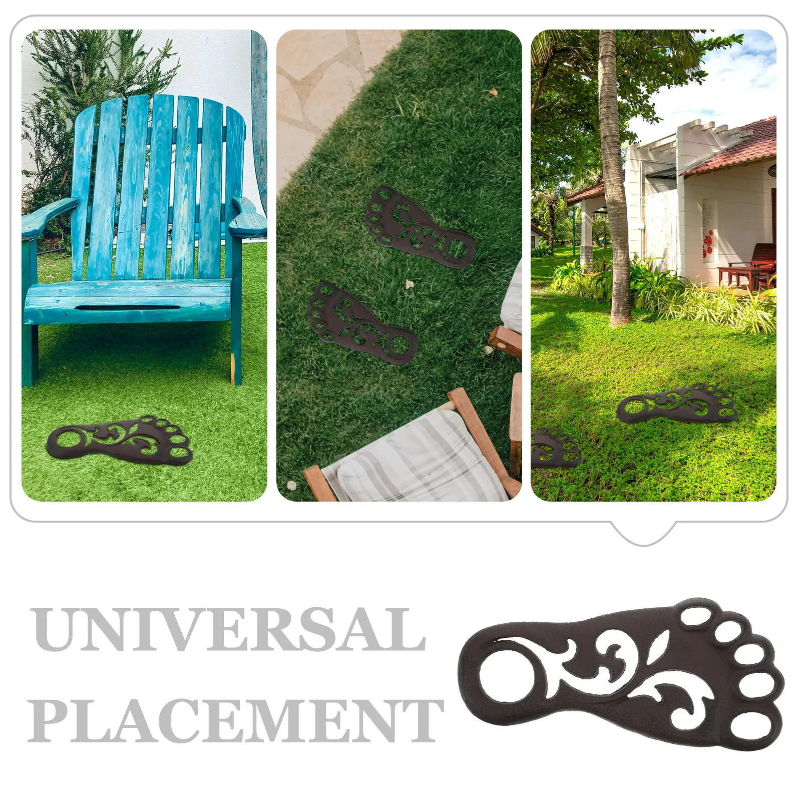Footstep Stepping Mat Cast Iron Vintage Garden Path Pad Front Door Outdoor Lawn Landscaping Decorative Statue Left Foot