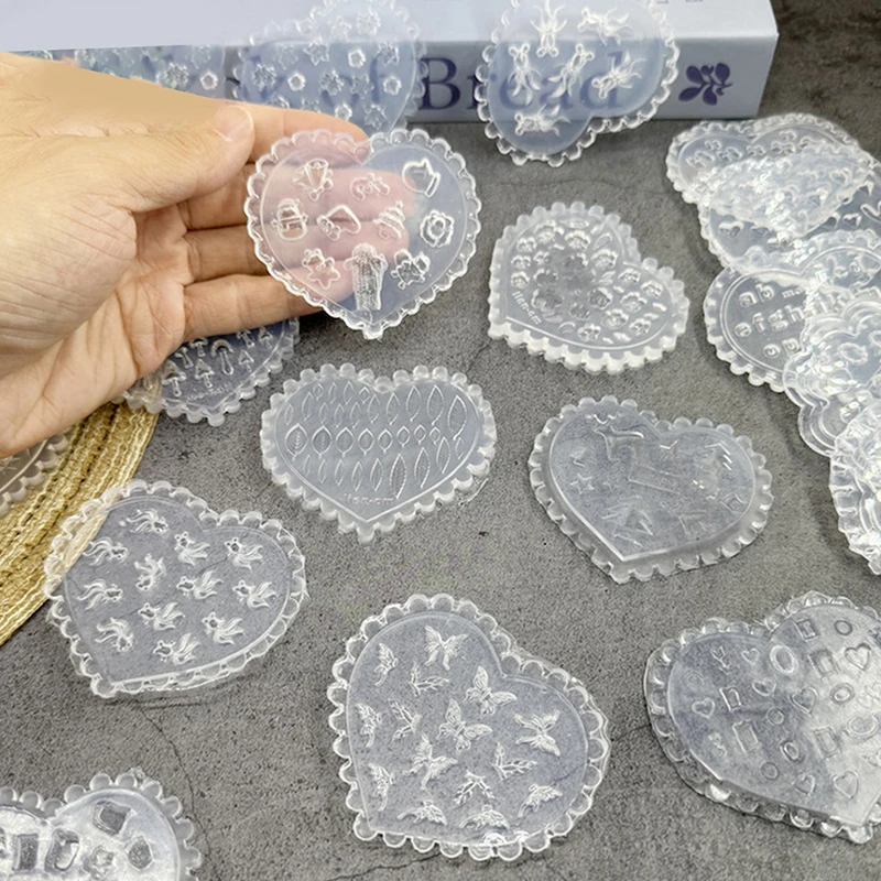 Stampo per intaglio delle unghie in silicone per cartoni animati, fiocco per fiori, decorazioni per unghie, piastra per timbratura stereoscopica, strumenti per manicure di design fai da te