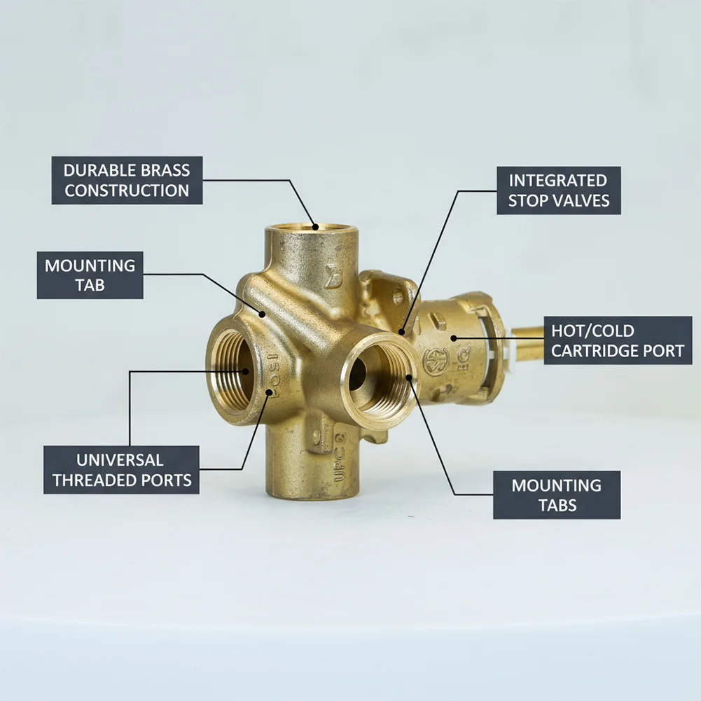 

Brass Shower Valve Replacement with Precise Temperature Control and Easy Balancing for Consistent Hot Cold Water Supply