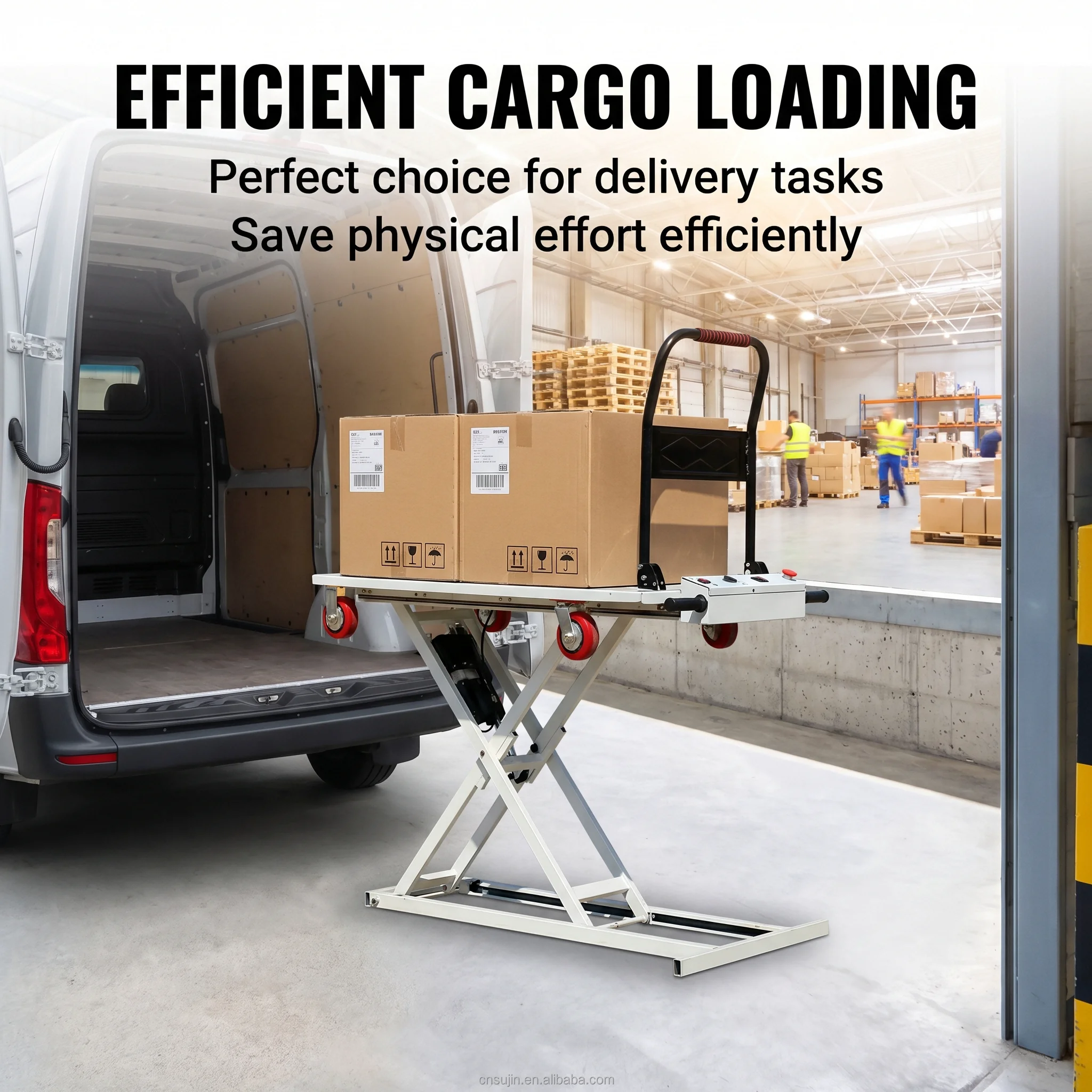 Portable Battery Lift Platform Self Loading Hand Carts Trolleys Flat Lifting Table Electric Hydraulic 500kg Load Capacity