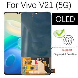 6.44'' OLED For Vivo V21 V2066 V2108 LCD Display Touch Screen Digitizer Assembly Replace For vivo V21 V2050 5G LCD