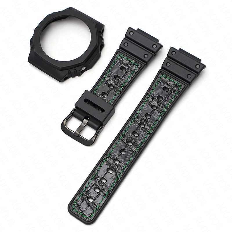 Black Resin Strap Bezel for Casio G-SHOCK GA-2100 GA-2110 Quick Release Men Waterproof Rubber Replace Watch Band Protective Case