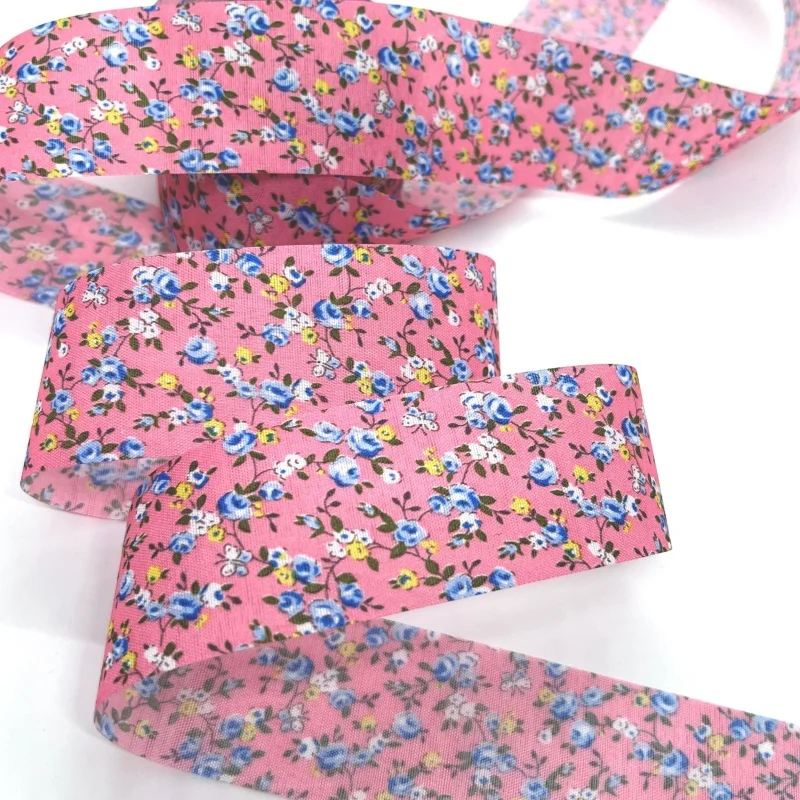 1.5cm 3cm 4cm 10Y Flowers Cloth Printed Fabric Ribbon for Textile Sewing  Bias Binding Handmade DIY Craft Gift Floral Packing