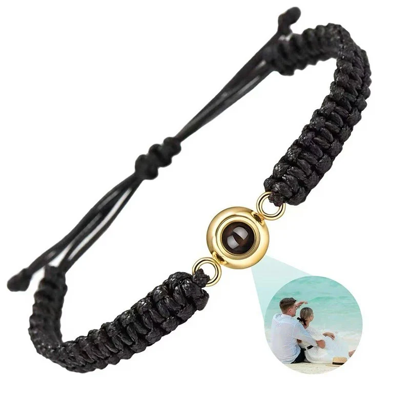 

Custom Photo Bracelet Personalized Projection Bracelets with Picture Inside 100 Languages I Love You Titanium Steel Bracelet