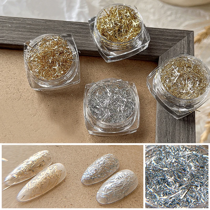 Nail Sequins Aluminum 3D Glitters Foil Flakes For Manicure Gold Silver Irregular Nail Art Decoration Manicure Charms Salon