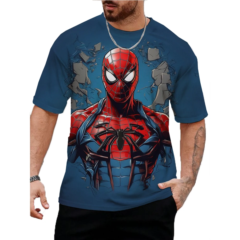 Spiderman Boys Girls T-shirts Superhero Men's T-shirts 3D Printed Short Sleeve Oversized Men's T-shirts MINISO Men's Clothing