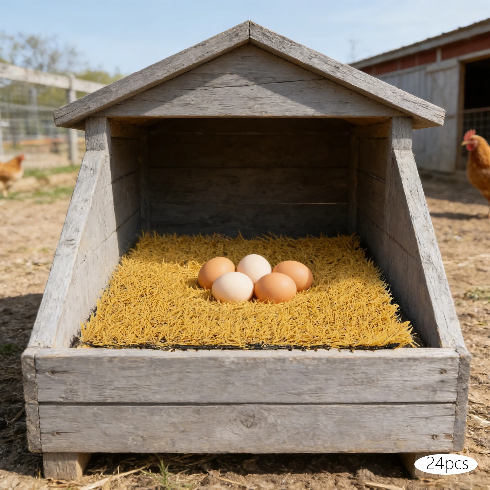 24 Pack Chicken Nesting Box Pads,Straw Yellow Nesting Pad For Chicken Coop,30*30*3cm Nest Box Bedding Mats
