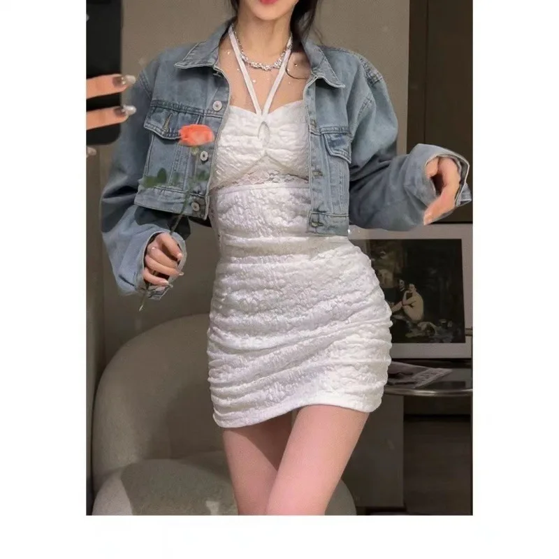 Spring Summer Women Cowboy Coats Jackets New Design Sense Niche Loose Versatile Blue Short Style Spicy Girl Women's Clothing