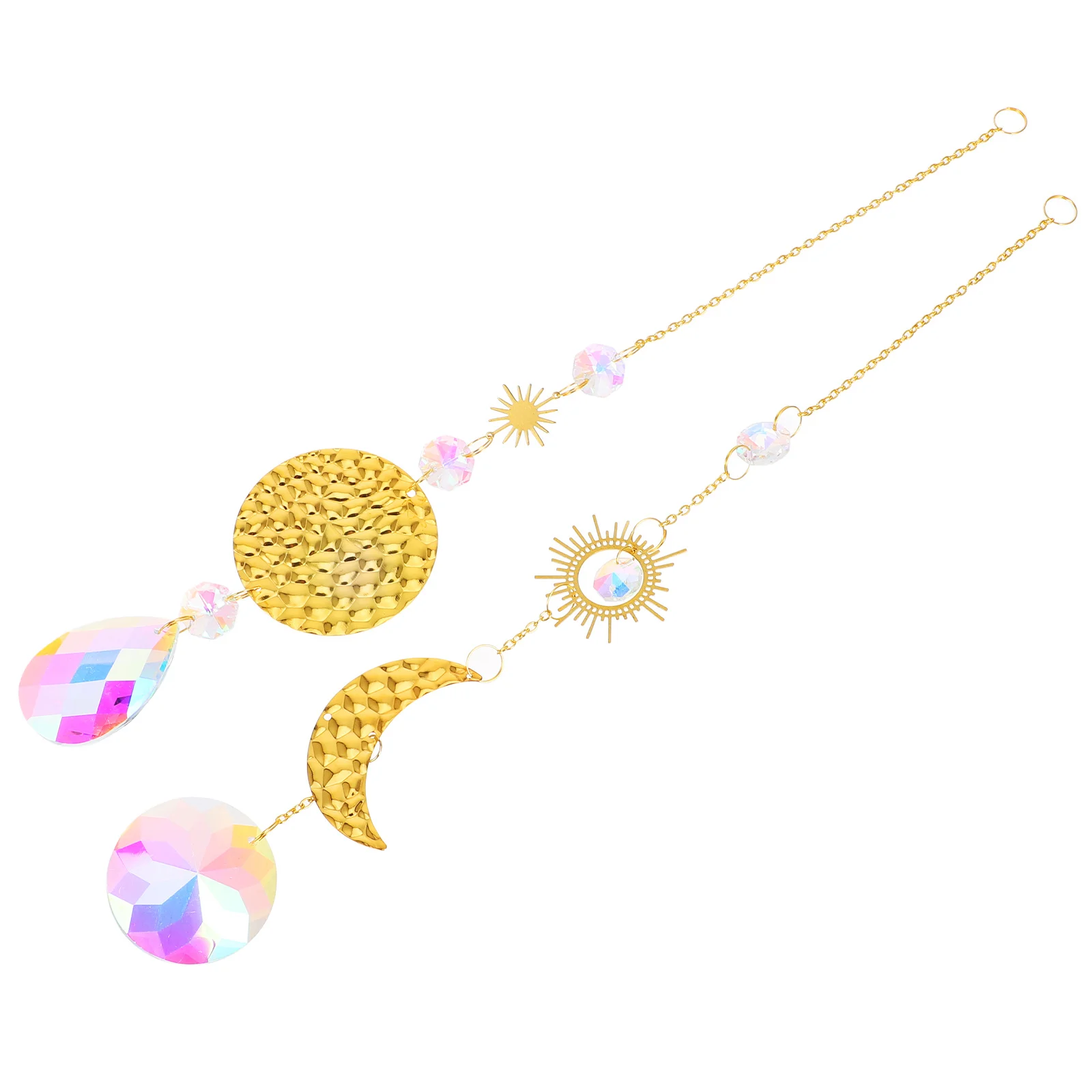 

2pcs Crystal Glass Sun Catcher Pendant Star Moon Design Rainbow Maker For Windows Gardens Balconies Cars Indoor Boho Hanging