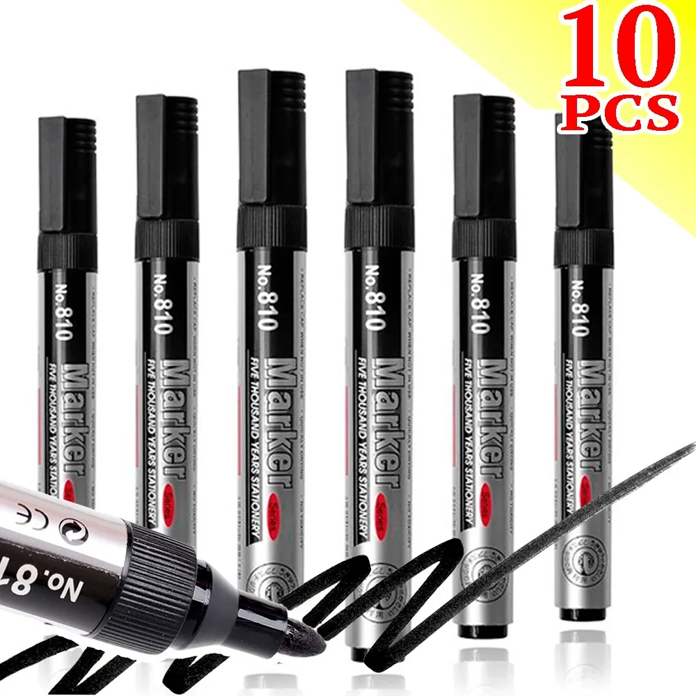 

1-10pcs DIY Thick Tip Permanent Paint Marker Black Oil Waterproof Signature Pen for Paper Marker Quick Drying Marker Pen for Art