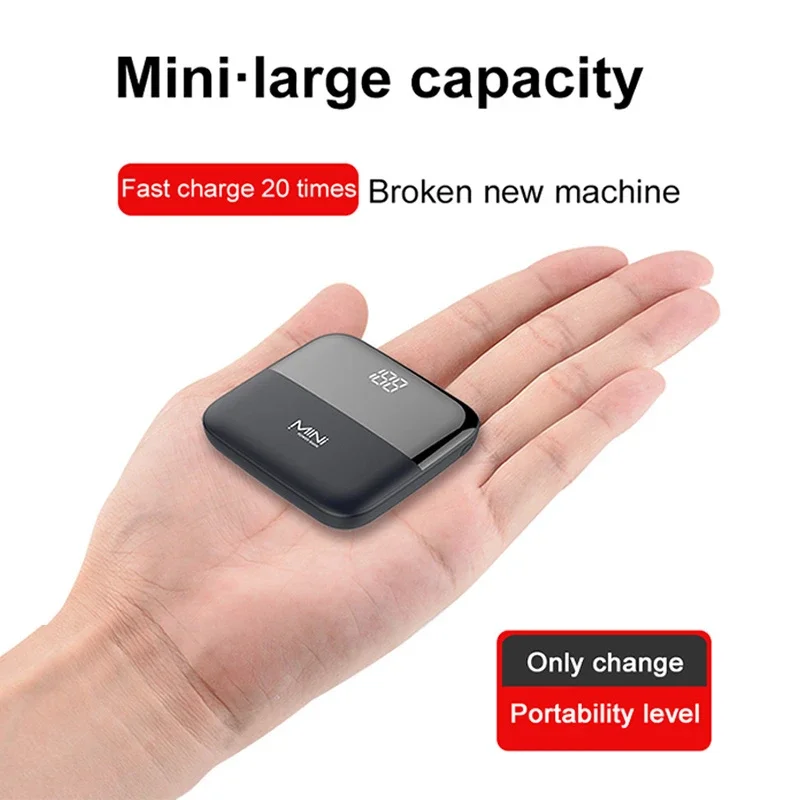 20000mah Mini-Telefon Power Bank Dual USB tragbares Ladegerät schlank mit 2 USB-Anschluss große Kapazität Mini Digital Display Power Bank