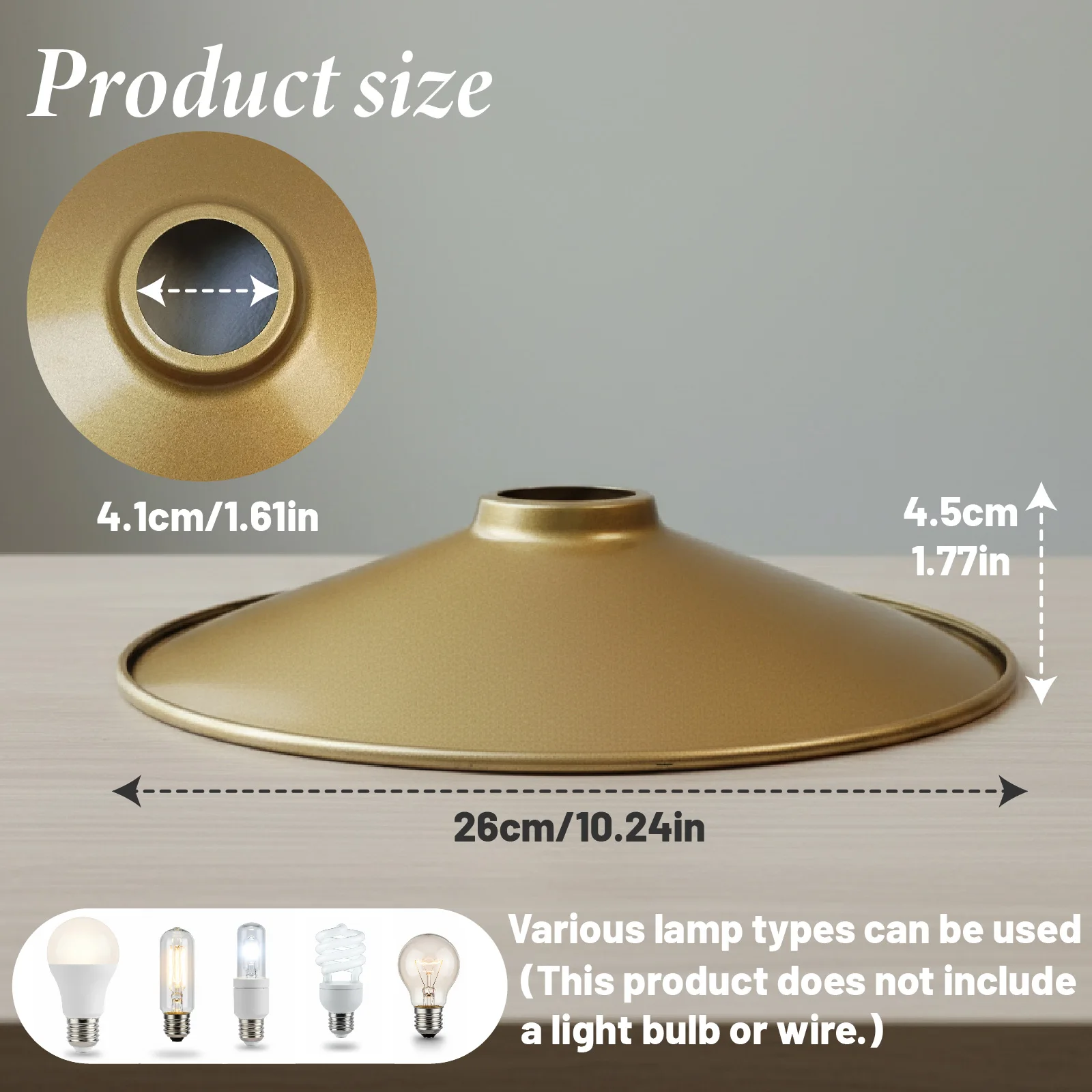 Gold Lamp Shade, Umbrella Saucer Matte Metal for Pendant Light Cafe Decor