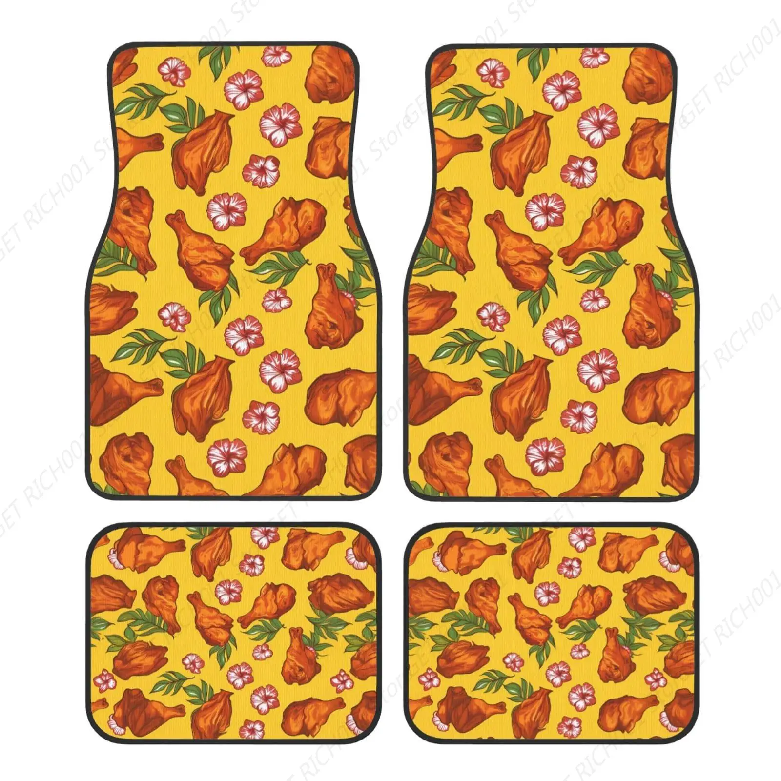 

Hawaiian Sheet Pan Chicken Carpet Floor Mats for Cars, Auto Accessories Front Rear Car Floor Mats Car Floor Foot Mat 4 PC