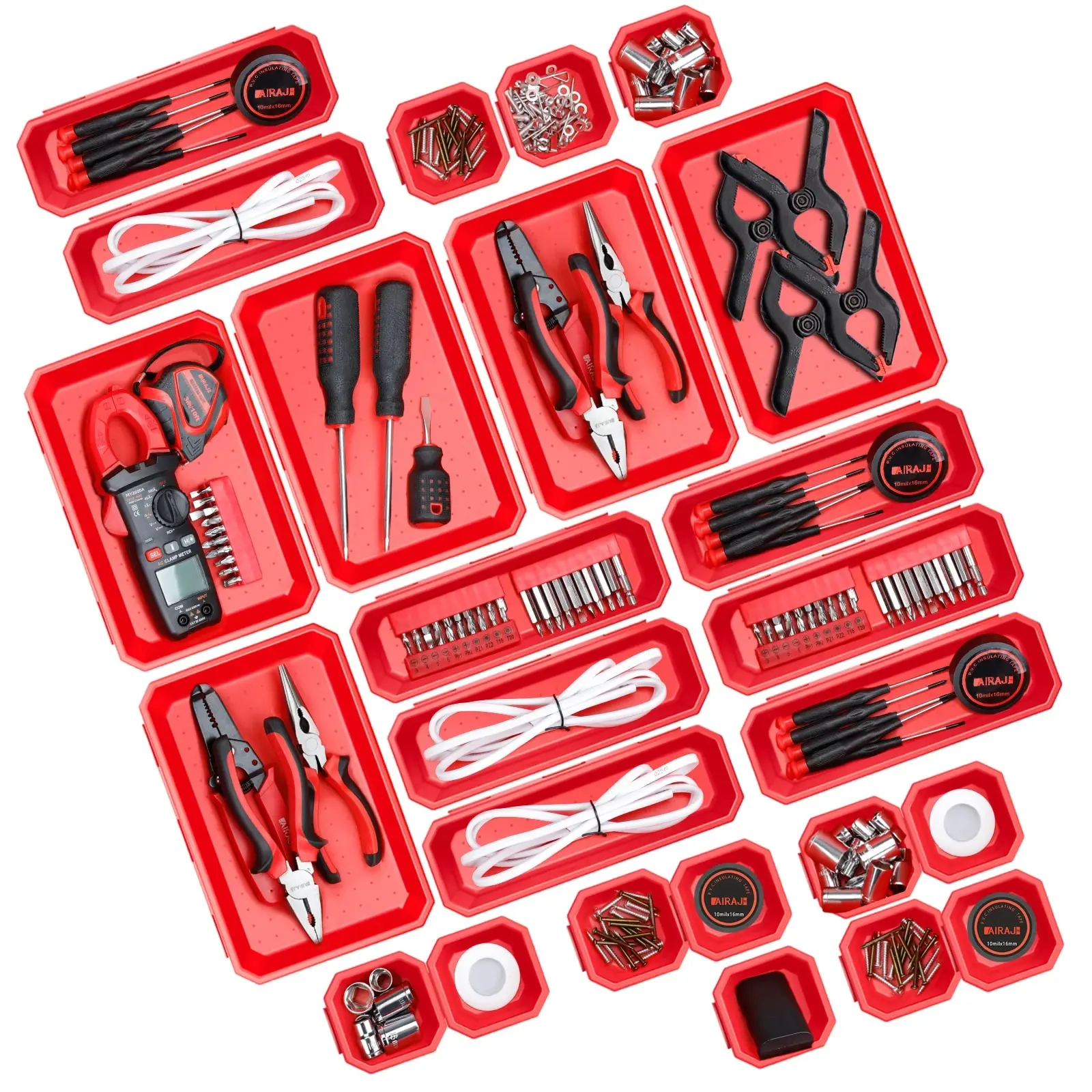 AIRAJ Multifunctional Tool Box Organisers PP Material for Organisation and Storage Organiser for Drawers,Cupboards Etc. (Red)