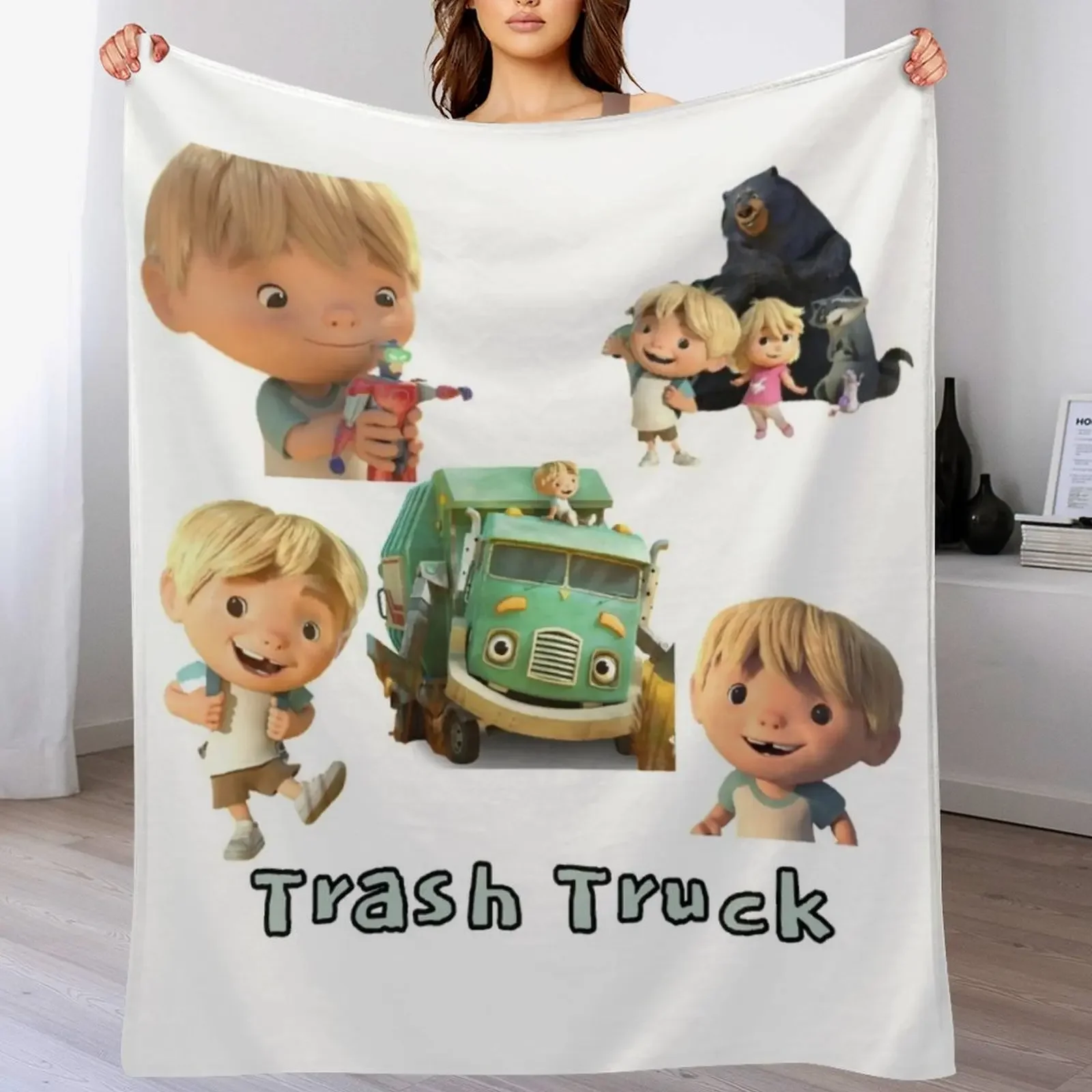 

Hank Trash Truck Netflix animation character Throw Blanket Soft Comfort Blanket for Reading Watching TV