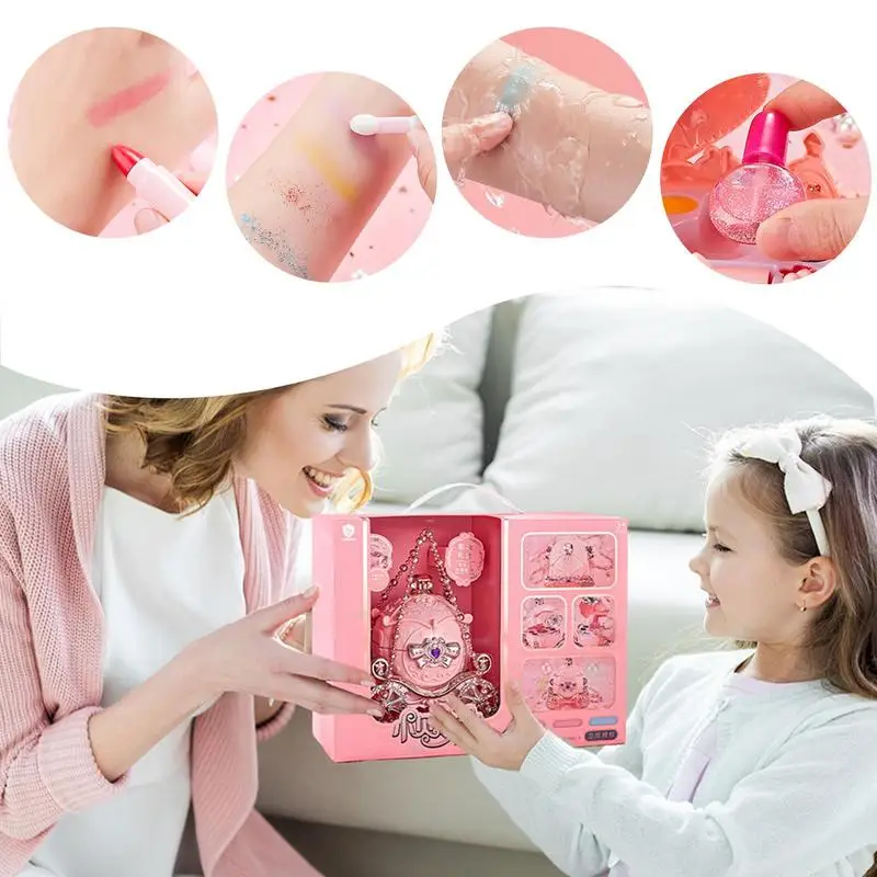 أطفال ماكياج مربع كيت النقل شكل الوردي مجموعات مستحضرات التجميل الأميرة ماكياج أطقم المحمولة الجمال مجموعة ألعاب ماكياج التظاهر الحقيقي ل
