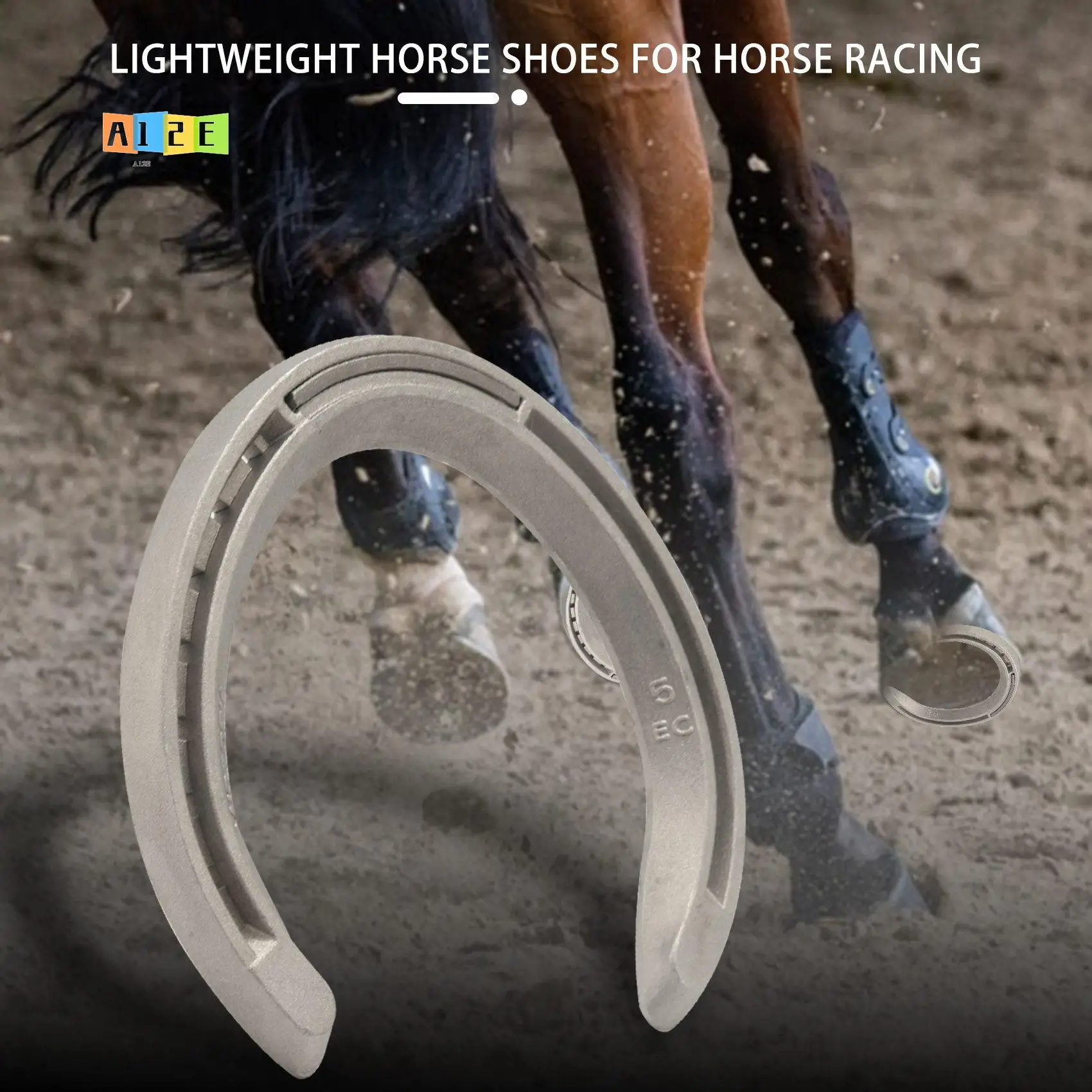 

A12E-4Pcs Horse Equipment Aluminum Alloy Horseshoes 2 Front + 2 Rear Farrier Tools For Tournament Play
