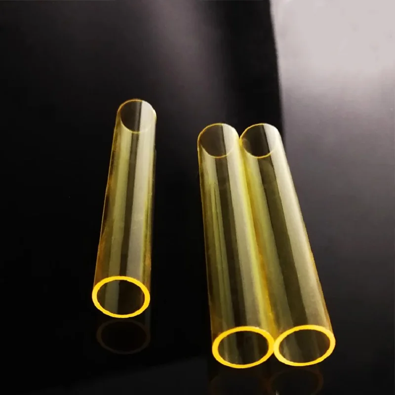 CHENGDU GLASSWARE 1pc Yellow quartz glass tube, High temperature resistant glass tube