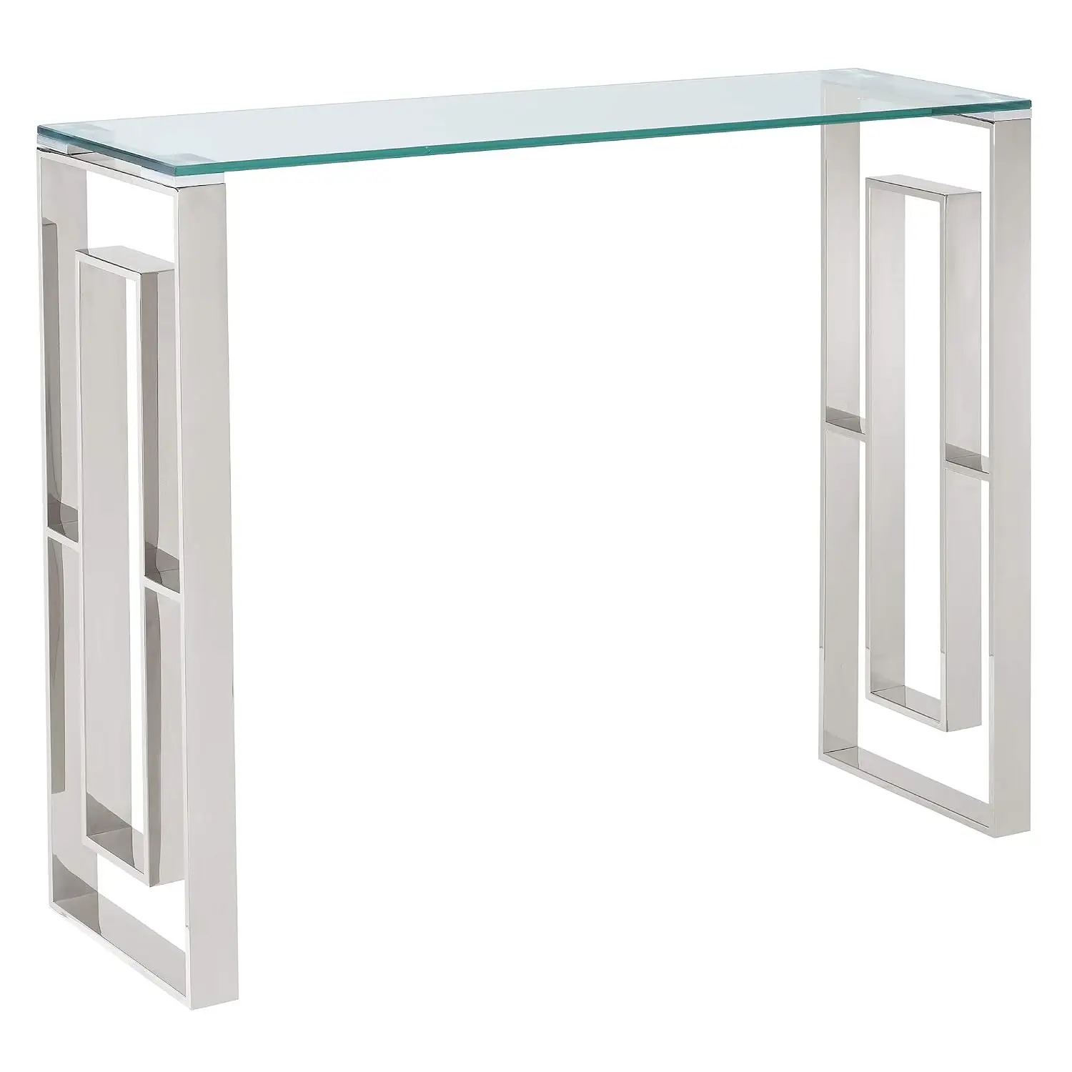 Contemporary Glass & Chrome Console Sofa Table for Living Room Entryway, Customized
