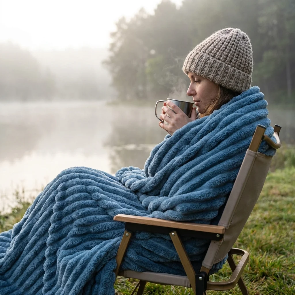 Ribbed Velvet Blanket Full Size  Channel Stitch Fuzzy Plush  Thick Warm Cozy for Deep Sleep  Machine Washable
