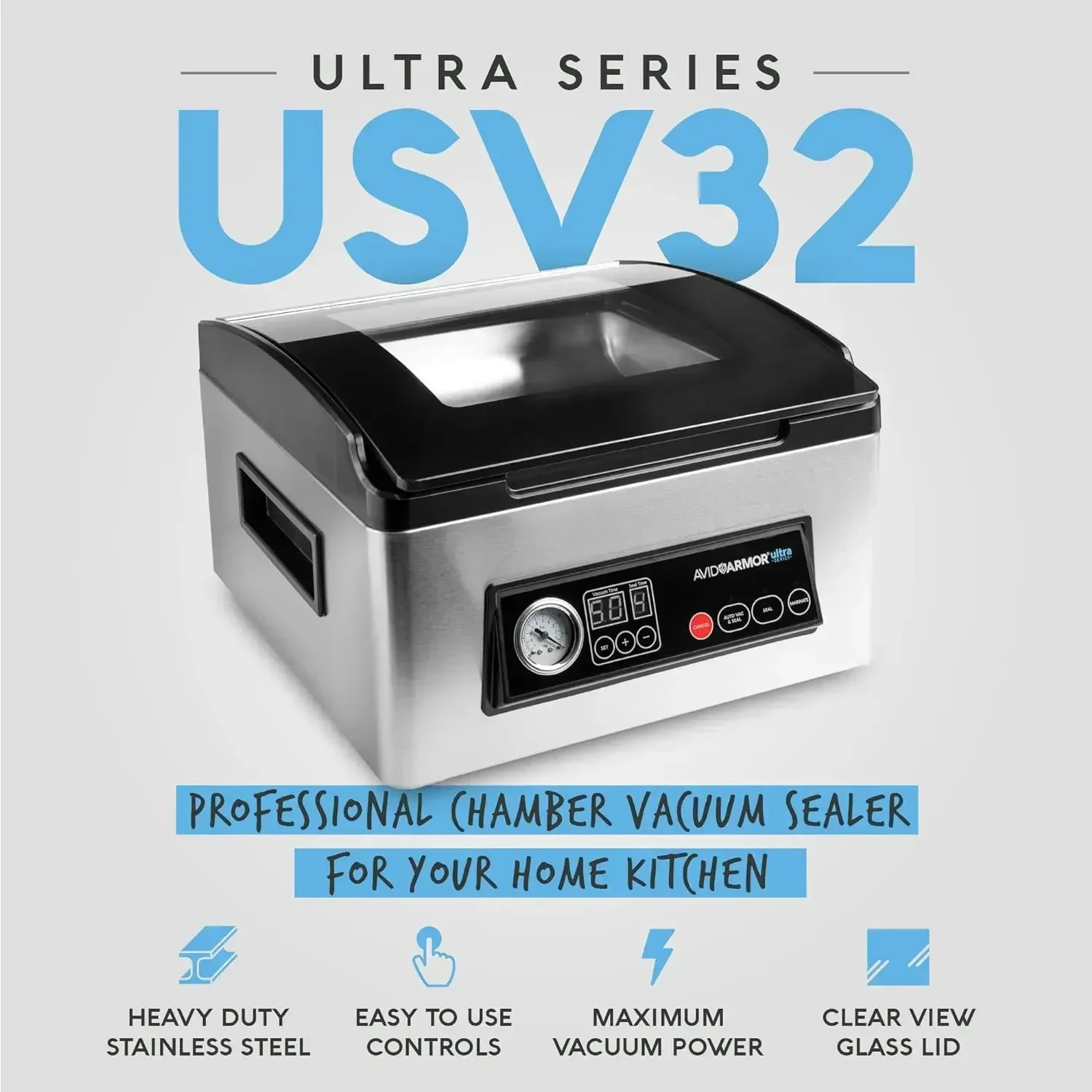 Chamber Vacuum Sealer Machine, USV32, Ultra Series, Food for Wet Foods, Meat Sealers Packing Machine