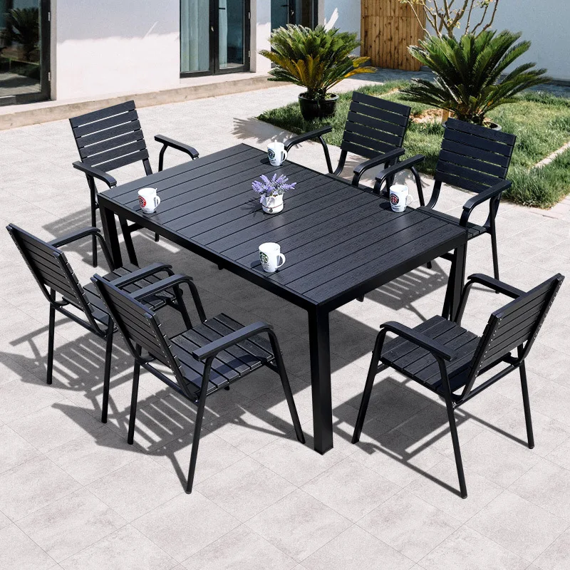 Outdoor Table And Chair Combination ************ Preservative Wood Outdoor Chair Five-piece Set Garden Plastic Wood Balcony Tabl