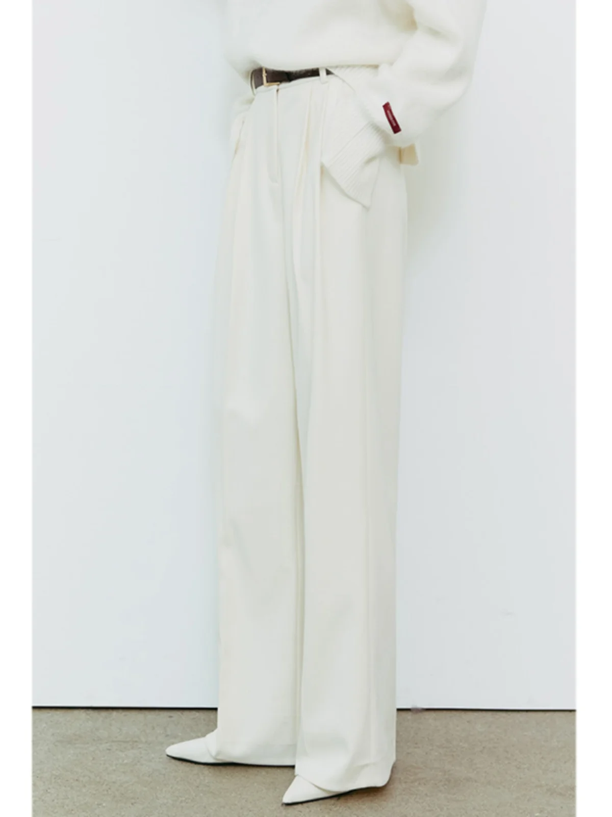 

White High Waist Loose Straight Leg Suit Pants Women's New Sle Spring Autumn Drapey Slimming Wide Leg Long Trousers