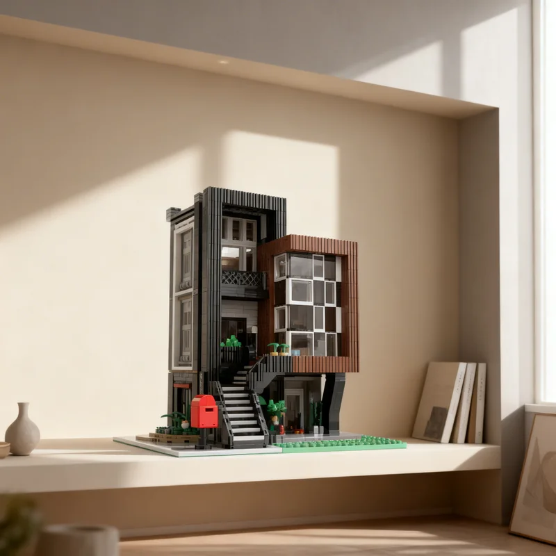 

3294 детали MOC HEA ON JEA: Модульная модель виллы для строительства городского пейзажа, креативный подарок, конструктор для взрослых и детей, декор для рабочего стола, премиум-класс