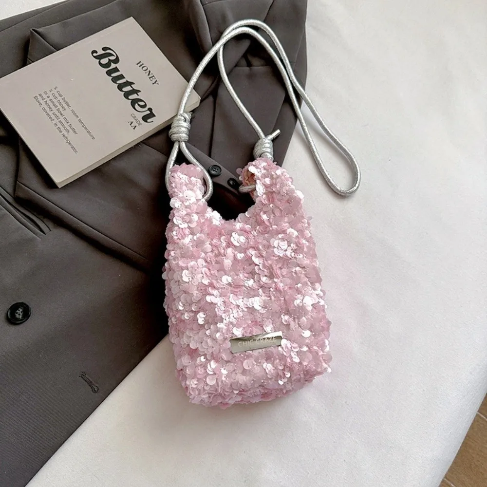 Glitter Mini Sequins Crossbody Bags Patchwork Design Versatile Style Bling Bling Shoulder Purses Elegant Minimalist Lipstick Bag
