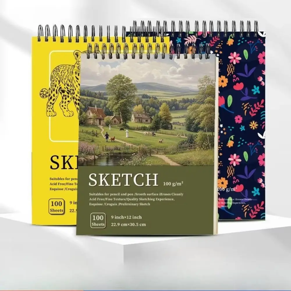 100 Sheets Coil Sketchbook Portable Perforated Pages Drawing Pad 100gsm Thickened Paper Acid-Free Paper