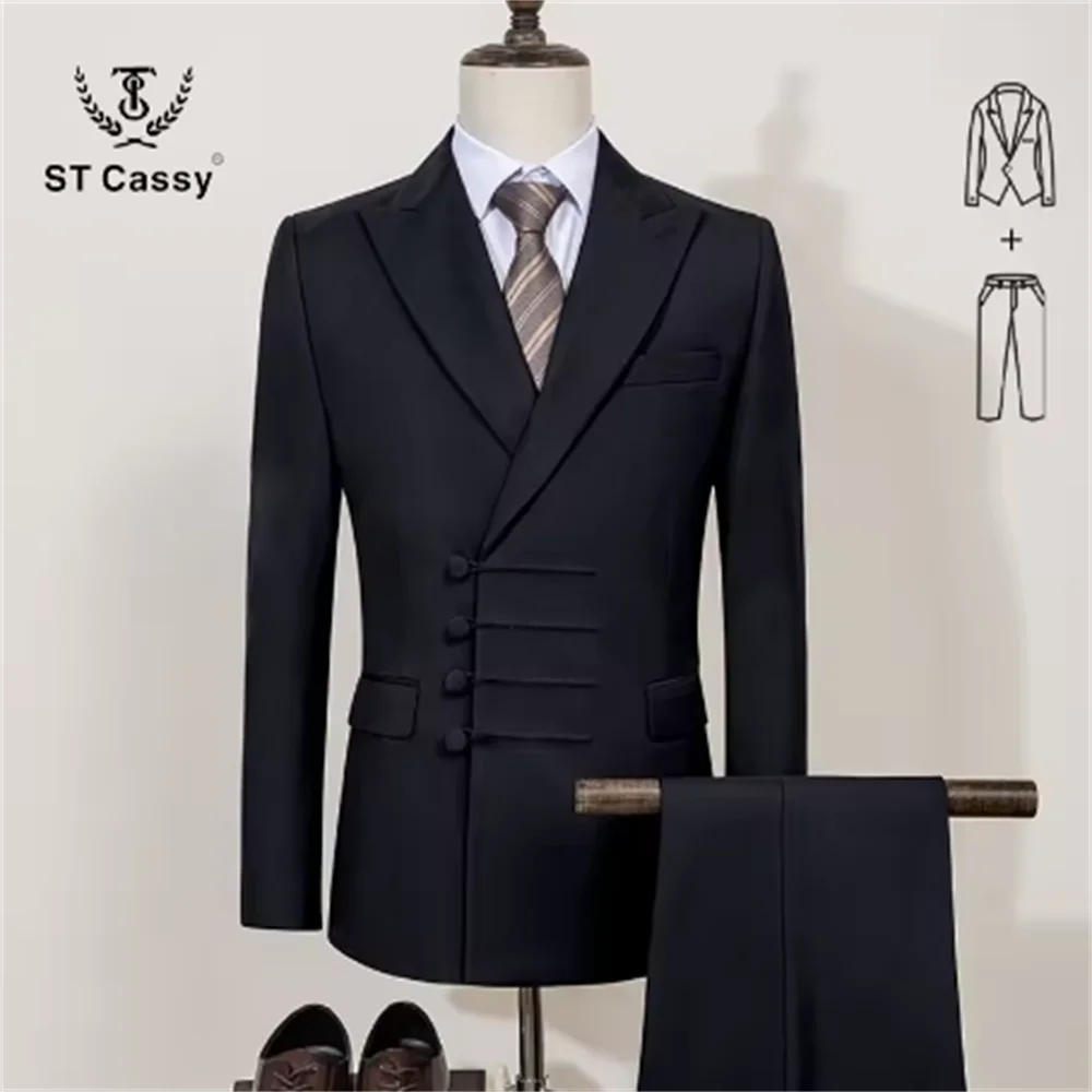 

Элегантный мужской костюм на свадьбу, двубортный двубортный костюм с несколькими пуговицами, повседневный деловой мужской комплект одежды из 2 предметов