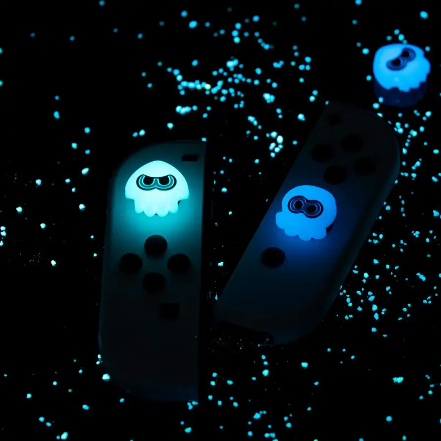 Cubierta de Joystick suave de silicona de calamar y pulpo colorido para Nintendo Switch Oled NS Lite Joy-con Thumb Stick Grip Cap Protector