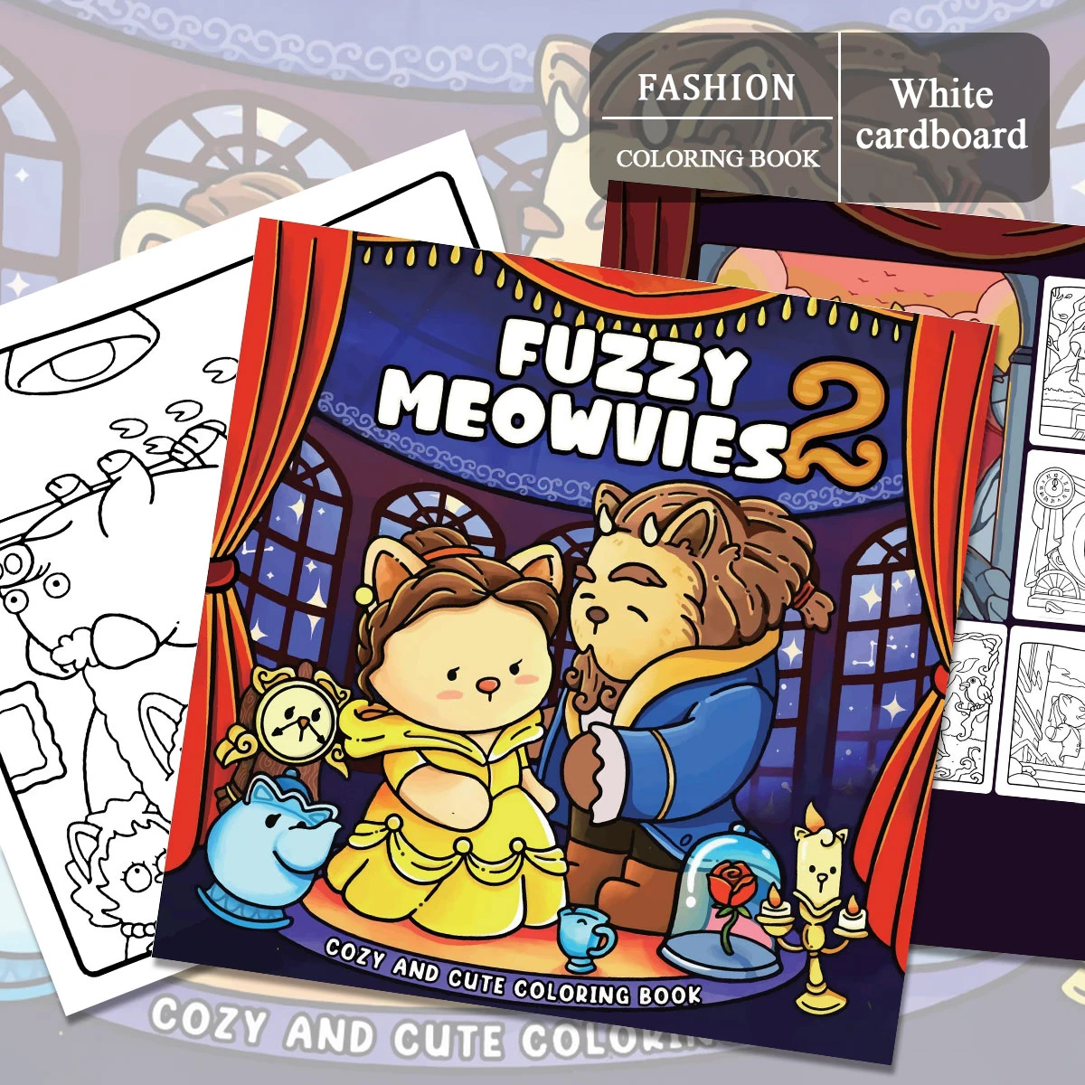 Fuzzy Meowmies Coloring Books, Fantasy Scenes, Easy Coloring, For Home Parent - Child DIY, Relax, Unwind, Boost Creativity