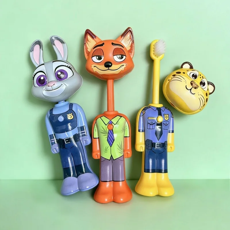 Cartoon Zootopia 2 Kids Toothbrush Transformable Retractable Soft Bristle Nick Judy Portable Design For Toddlers Oral Care Brush