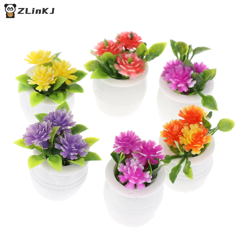 ▶3Pcs Random Dollhouse Plant, Miniature Bonsai Plant, Mini Potted Plant, Flower Model, Small Fake Green Decorative Toyhouse