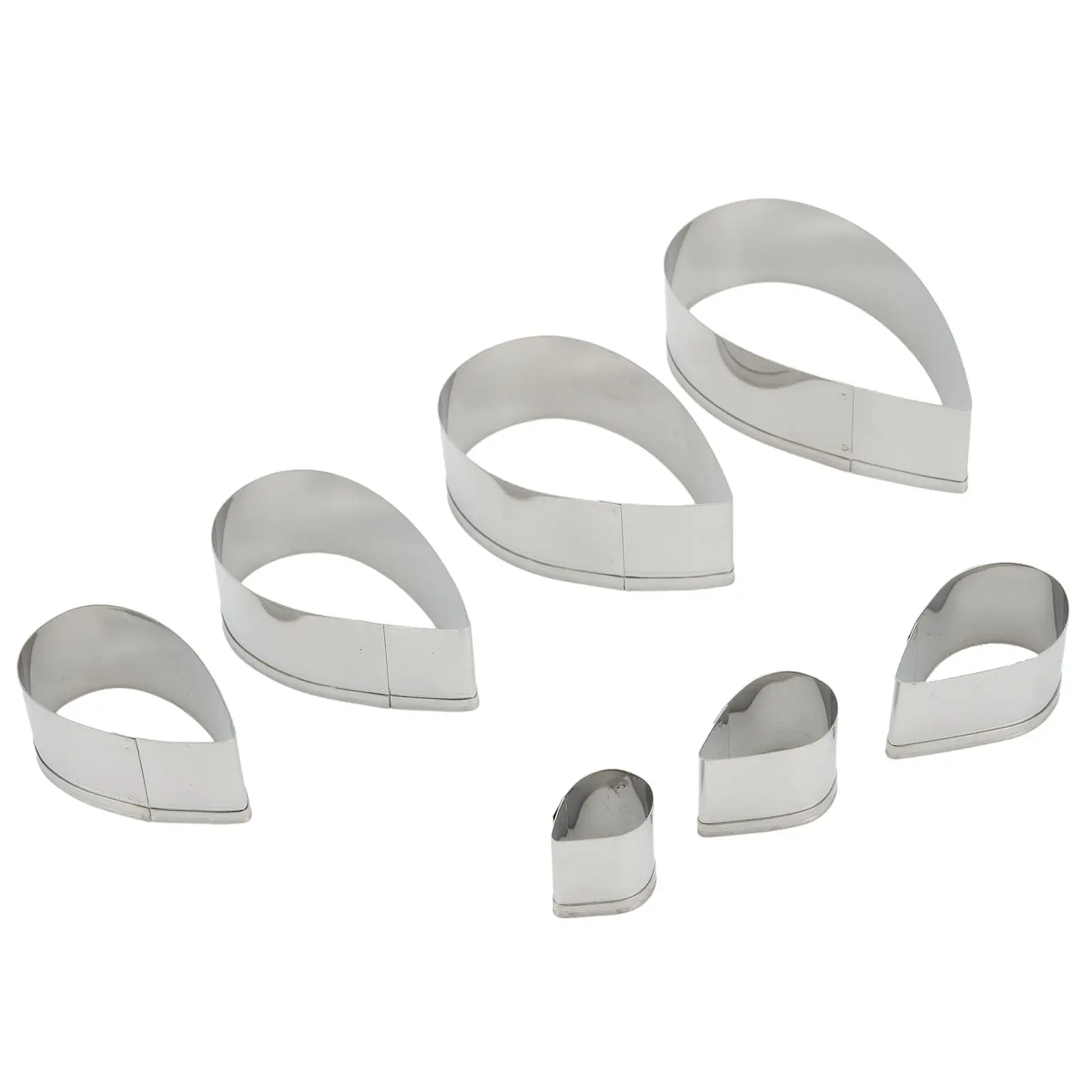Set of 7 stainless steel rose cutter water drop shape cookie cutters for fondant flowers and stencil baking accessories