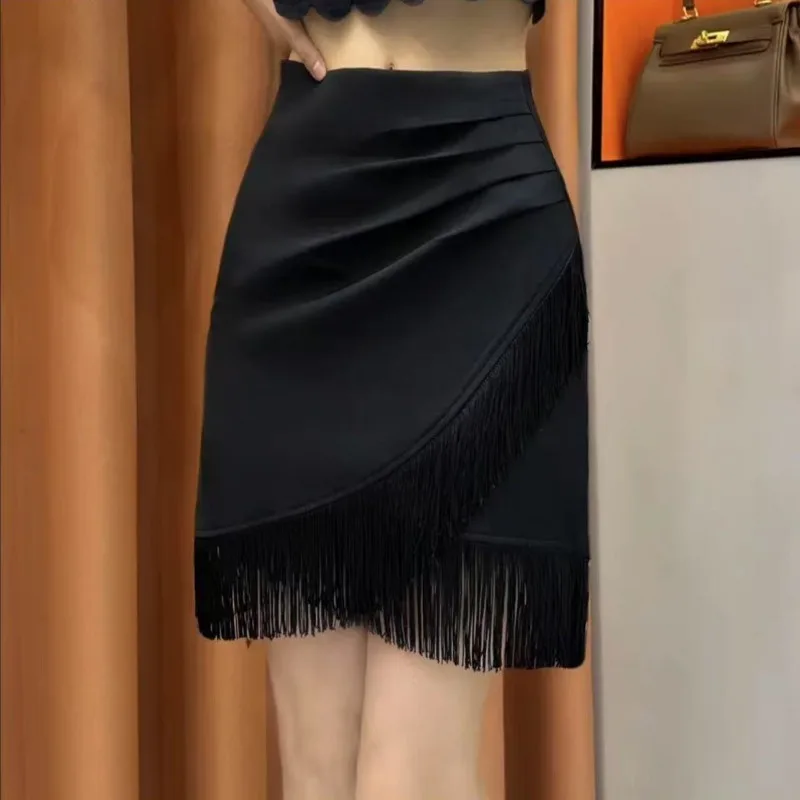 New Outerwear High-waisted Irregular Tassel Fashion Splicing Short Skirt