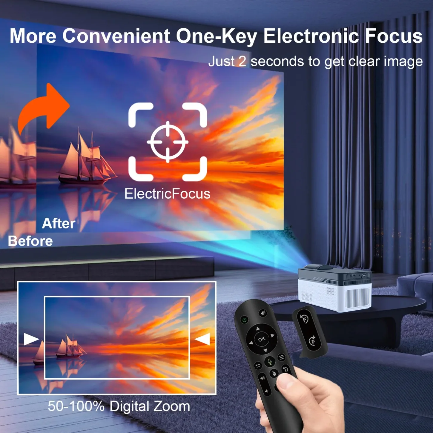 

Projector 900ANSI Android 11 8K 4K HY450 BT5.4 WiFi6 Ultra Short Throw Auto Offset Electronic Focus Home Theater Projector