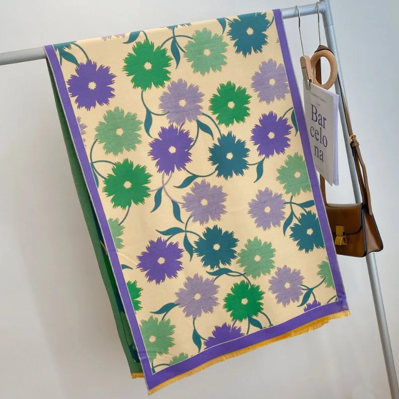 الدافئة الكشمير وشاح شال المرأة الحصان المطبوعة الكشمير وشاح سميك المرأة نمط مكان العمل ملابس نسائية شتاء موضة جديدة