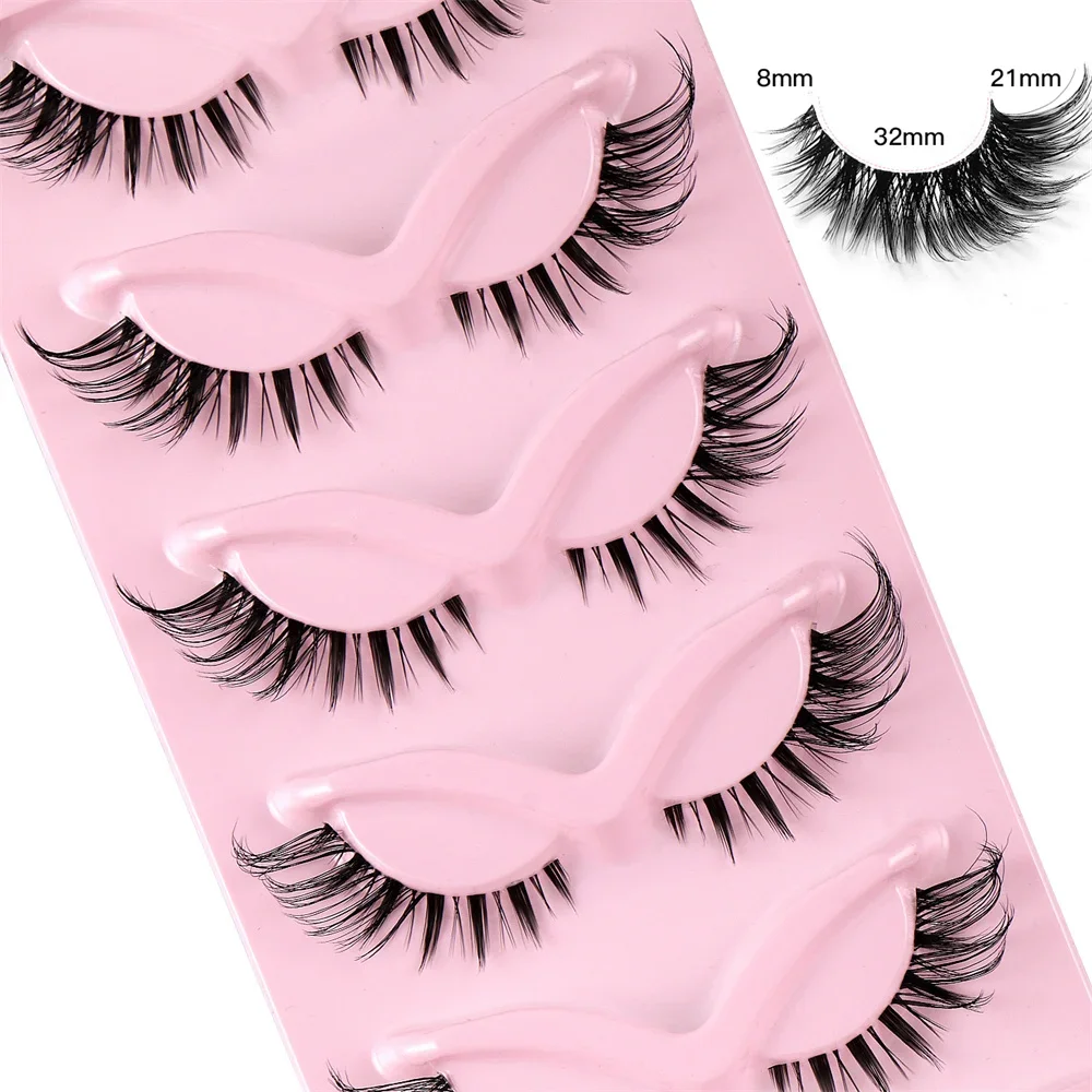 5 Pairs Cat/Fox Eye Effect Dramatic Lashes Dramatic Volume Lashes Extension Makeup 6D Fluffy lashes Faux Mink Eyelashes