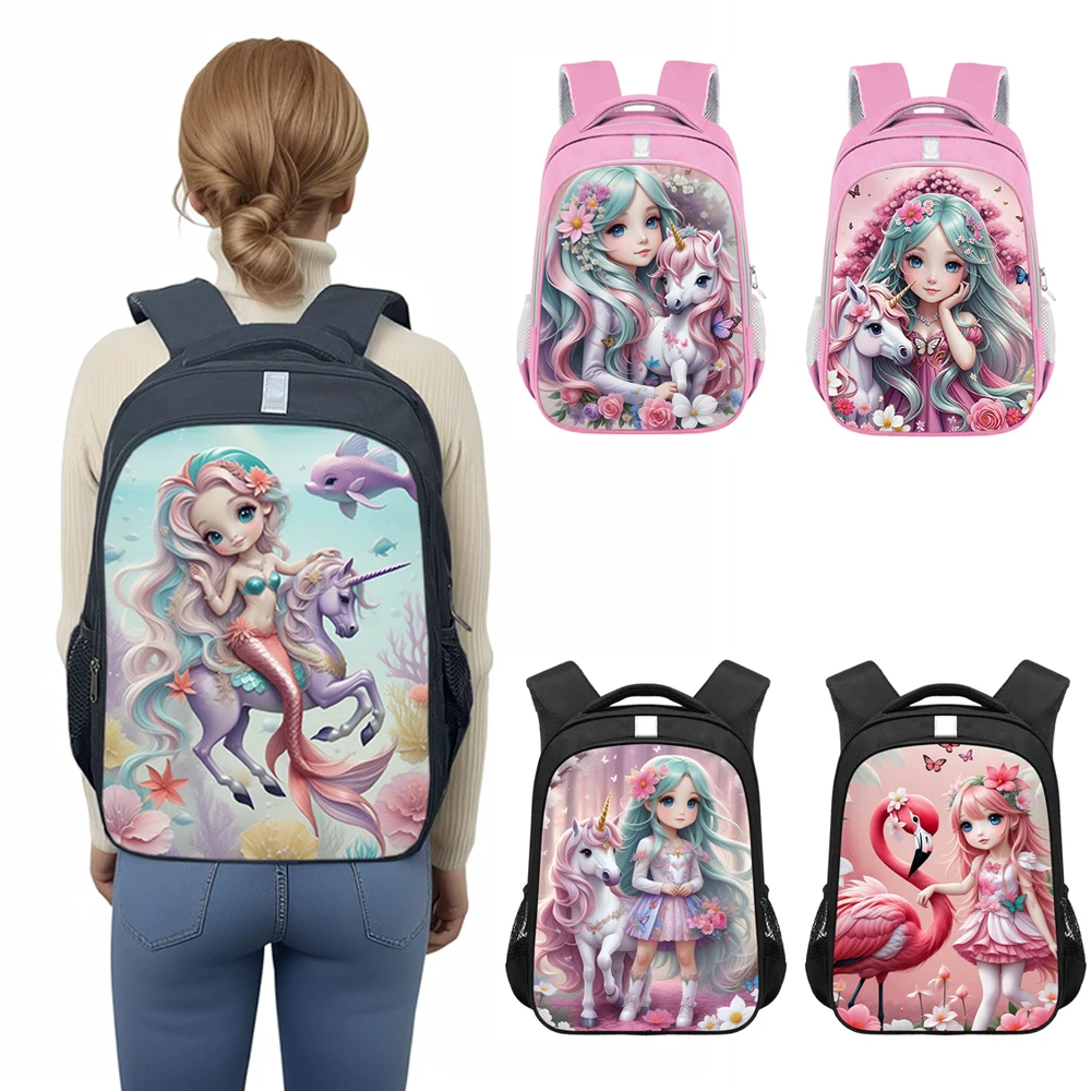 

Cute Unicorn Mermaid Print Backpack Women Rucksack Student Daypack Children School Bags for Teenager Girls Laptop Backpacks