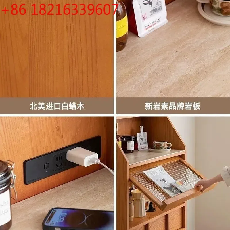 YAOAmerican Retro Solid Wood TV Cabinet Coffee Table Black Antique Locker Living Room Floor Storage Cabinet for Small Apartment