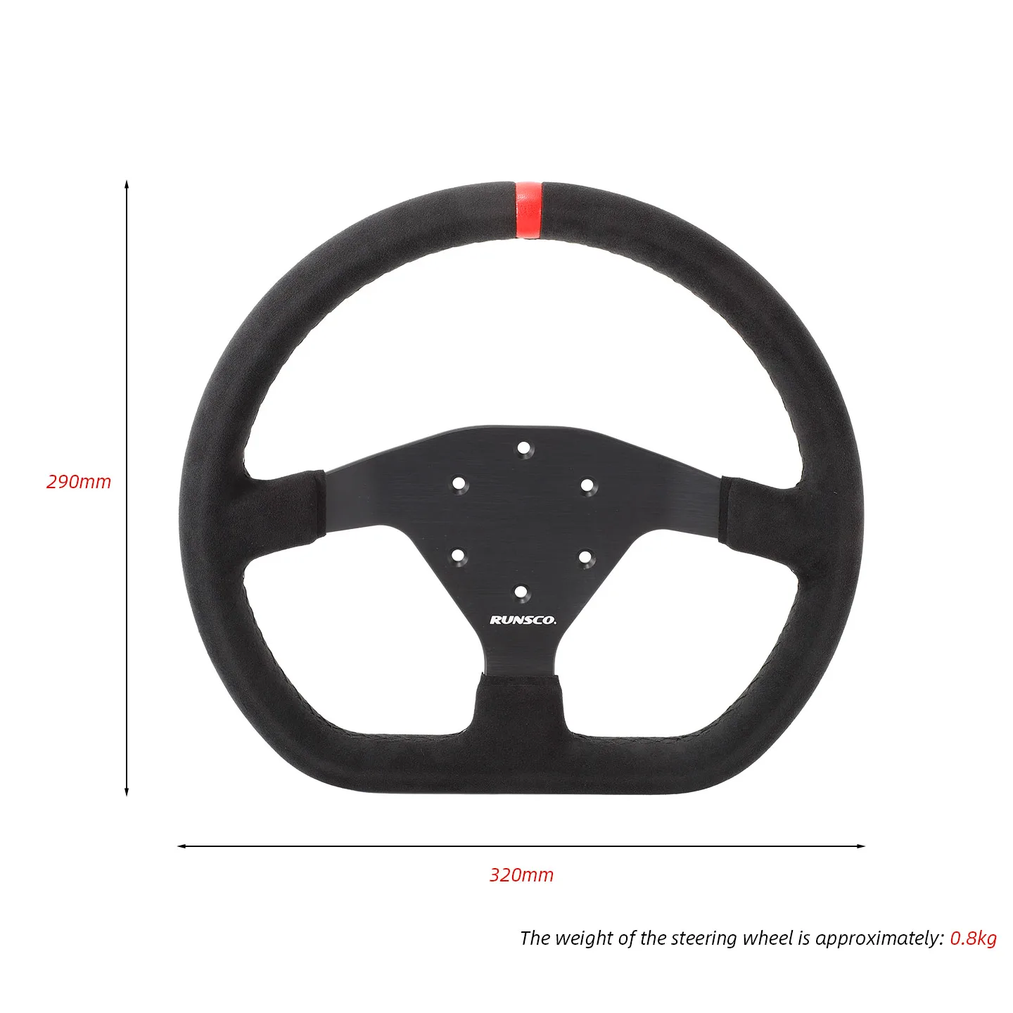 Runsco 320mm Steering Wheel Suede 9040 Simulator Controller Sport Rims D-Shape Flat Drift 5188X