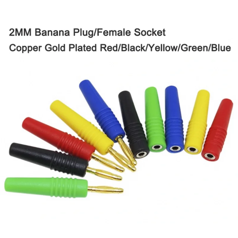 2MM Banana Plug/Female Socket Welding connection Plugs Copper gold-plated/Nickel-plated Red/Black/Yellow/Green/Blue