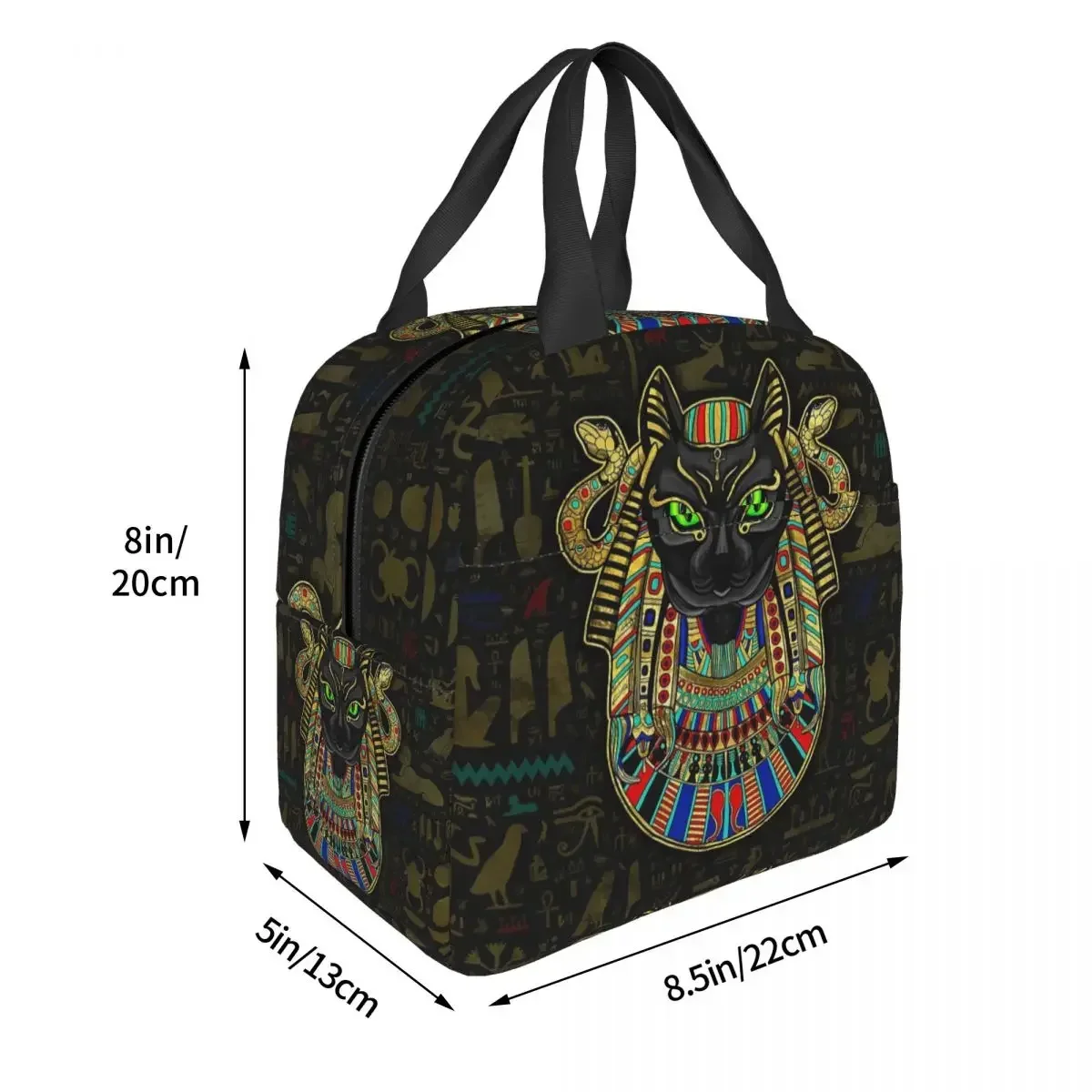 Bastet Egyptian Goddess Insulated Lunch Bag Cat Lover Art Women Kids Cooler  Thermal Portable  Box Ice Pack Tote