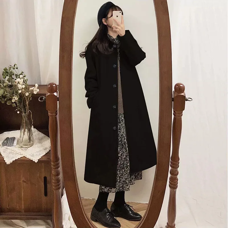 

Casual Coats Hooded Trench Coat Business Ropa Outer Drapey Sizes Student Relaxed Navy Camouflage Crooped Streetwer Over-The-Knee