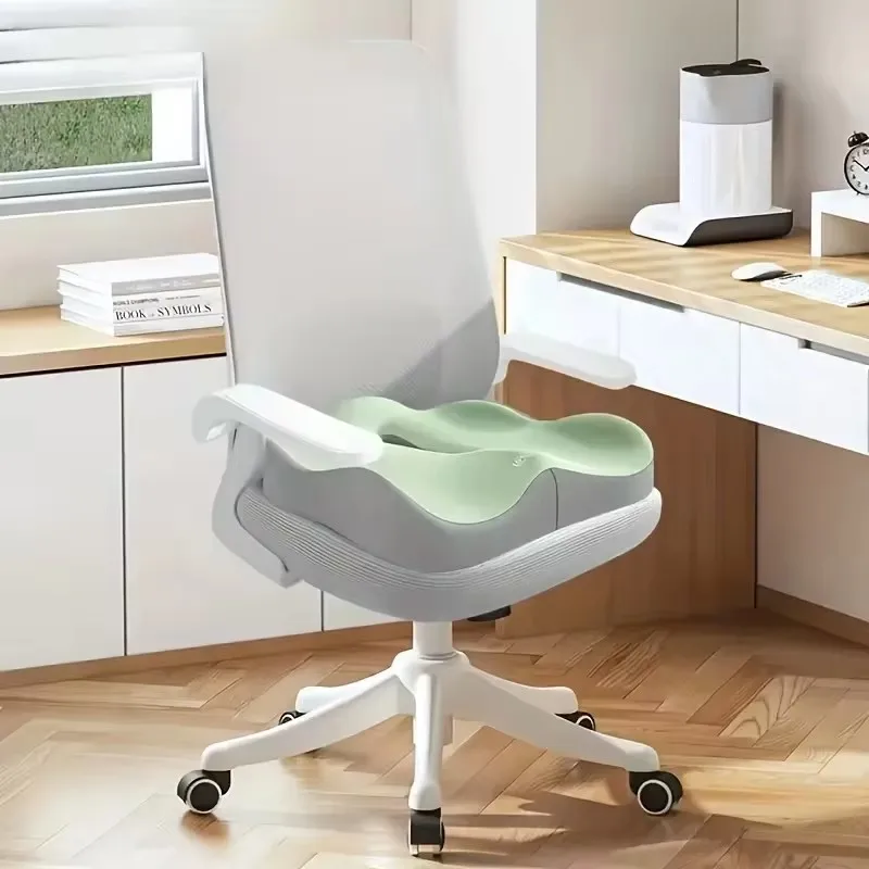 Light Green and Grey 3D Memory Foam Cushion with Washable Polyester Cover for Office and Car Seating Comfort