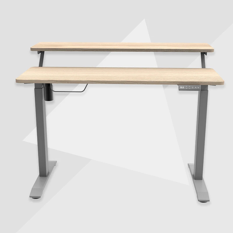 OEM/ODM Office Adjustable Sit-stand Desk 2 Layers Raising Computer Laptop Electric Lifting Standing Desk for Home Office