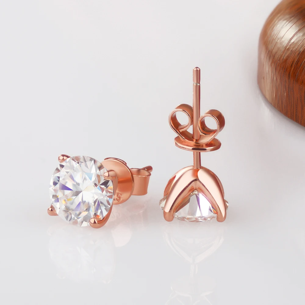 FEOBUR Funkelnde 0,2-3 Karat Moissanit-Ohrstecker Roségoldfarben 925 Sterling Silber Labor-Diamant-Ohrstecker Damen Party-Schmuck – Detail 12